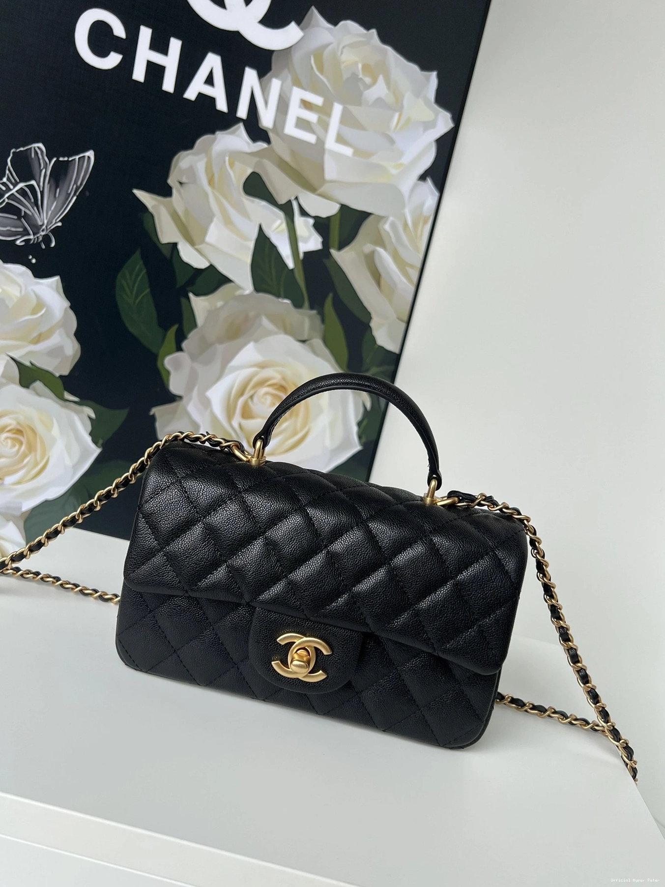 WITH FLAP TOP BAG CHANEL HANDLE-20*12*6cm 0715